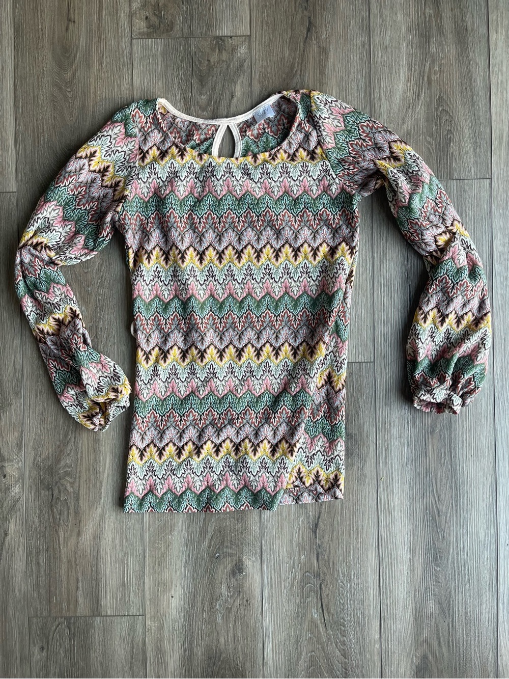 🔥3/$15 Suzy Shier Chevron Stripe Pattern Long Sleeve Vintage Boho Y2K Shirt